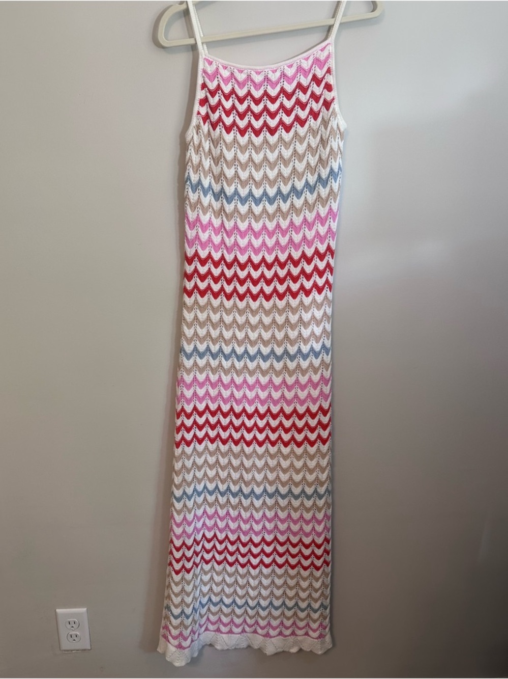 Rachel Zoe Womens 100% Cotton Chevron Knit Maxi Dress Size S Beach Resort Pool